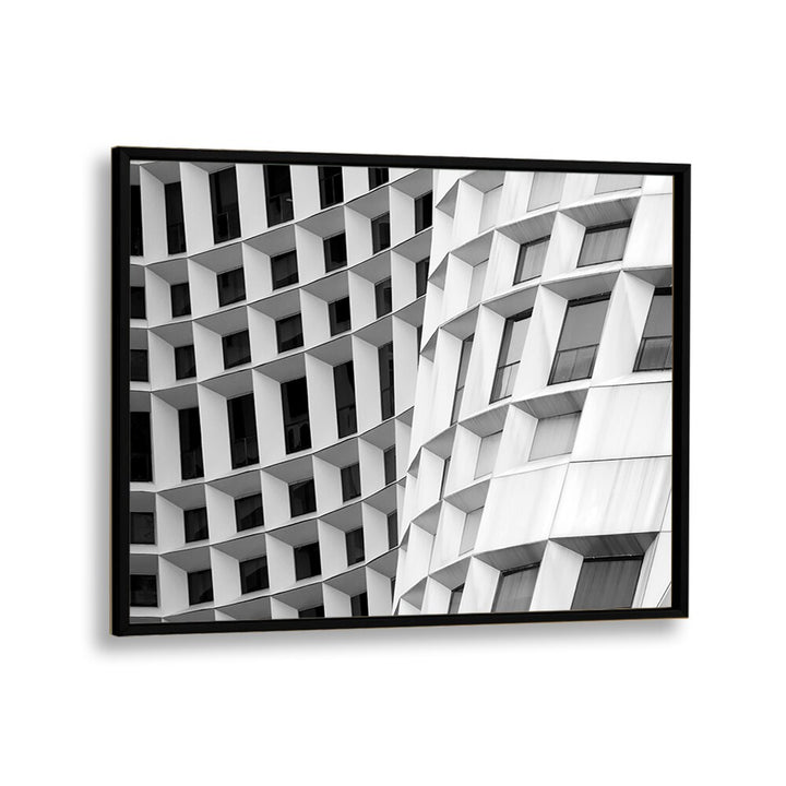Stylish black and white CURVED I, PHOTOGRAPHY PRINTS showcasing unique urban architectural designs. Perfect for art lovers.