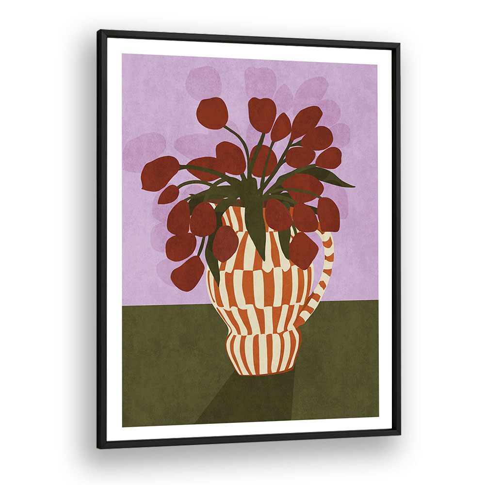 Stunning FLOWER VASE I, BOHO ART PAINTINGS by Emel Tunaboylu enhances any modern space with vibrant design.