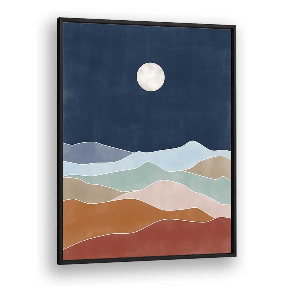 Elegant landscape painting from WOODEN STREET, showcasing serene nature in soft colors and a moonlit sky.