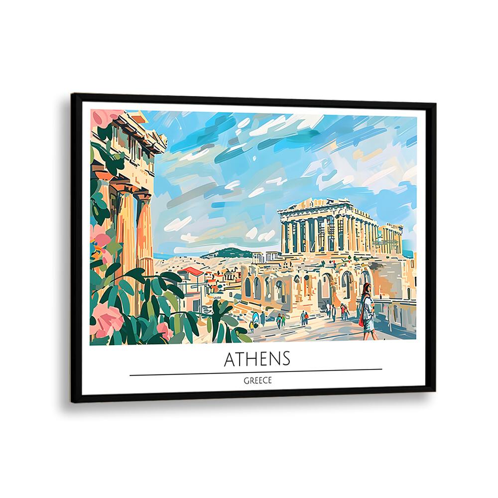Vibrant ATHENS CAPITAL CITY - GREECE, TRAVEL POSTERS showcasing iconic landmarks and rich culture in artful design.