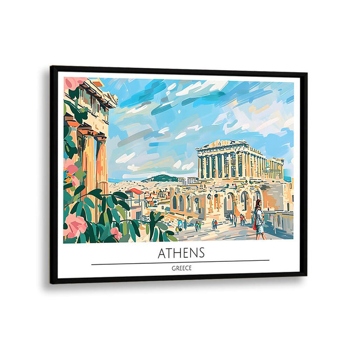 Vibrant ATHENS CAPITAL CITY - GREECE, TRAVEL POSTERS showcasing iconic landmarks and rich culture in artful design.