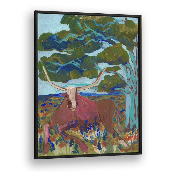 Vibrant TEXAS HILL COUNTRY LONGHORN, ANIMAL PAINTINGS by Eleanor Baker showcasing Texas's rugged beauty.