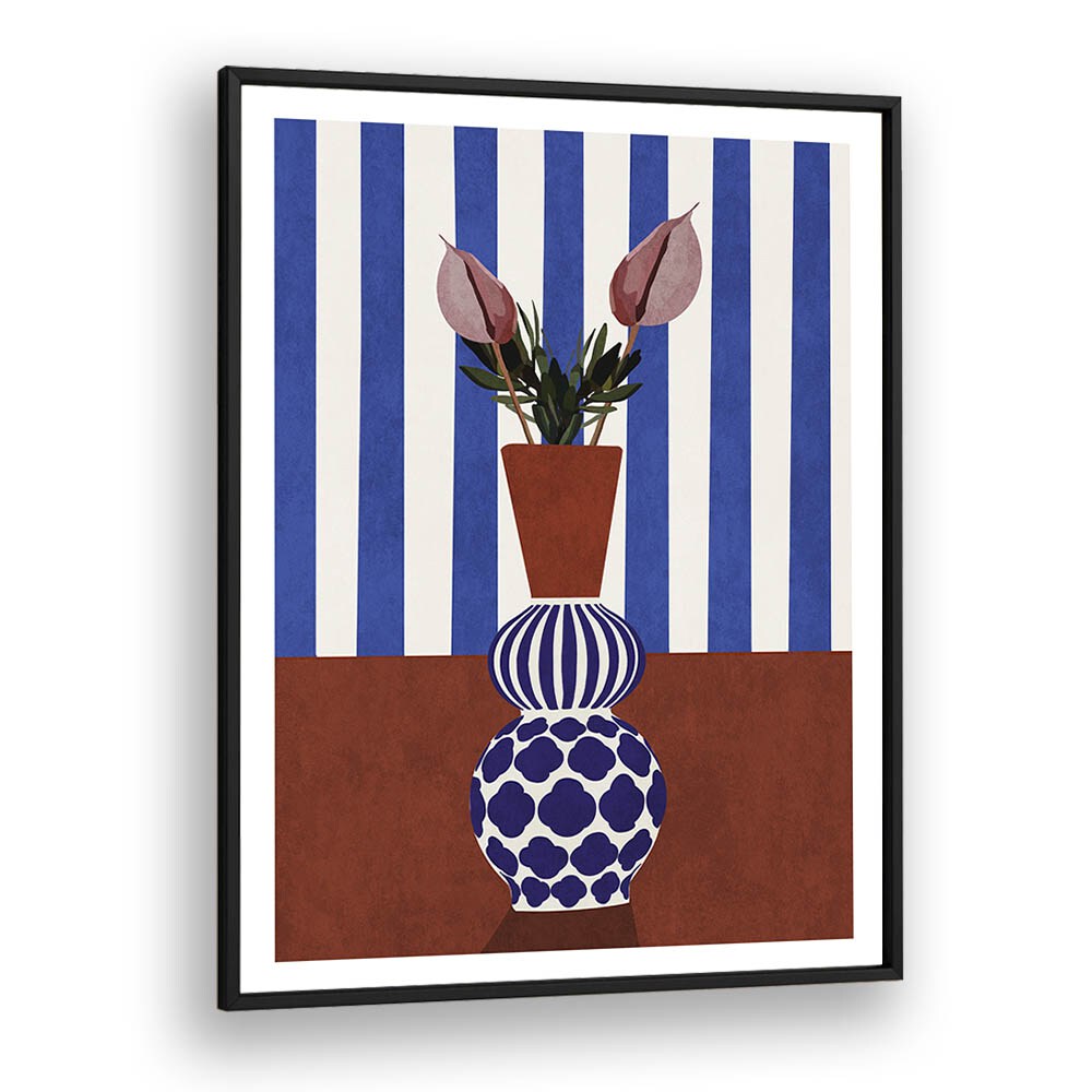 Stylish FLOWER VASE II, BOHO ART PAINTINGS featuring bold colors and elegant design by Emel Tunaboylu for home decor.
