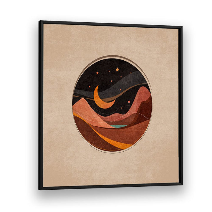 CEMBER GECE SAHNESI, BOHO ART PAINTINGS by Emel Tunaboylu, featuring a serene night scene in warm tones.