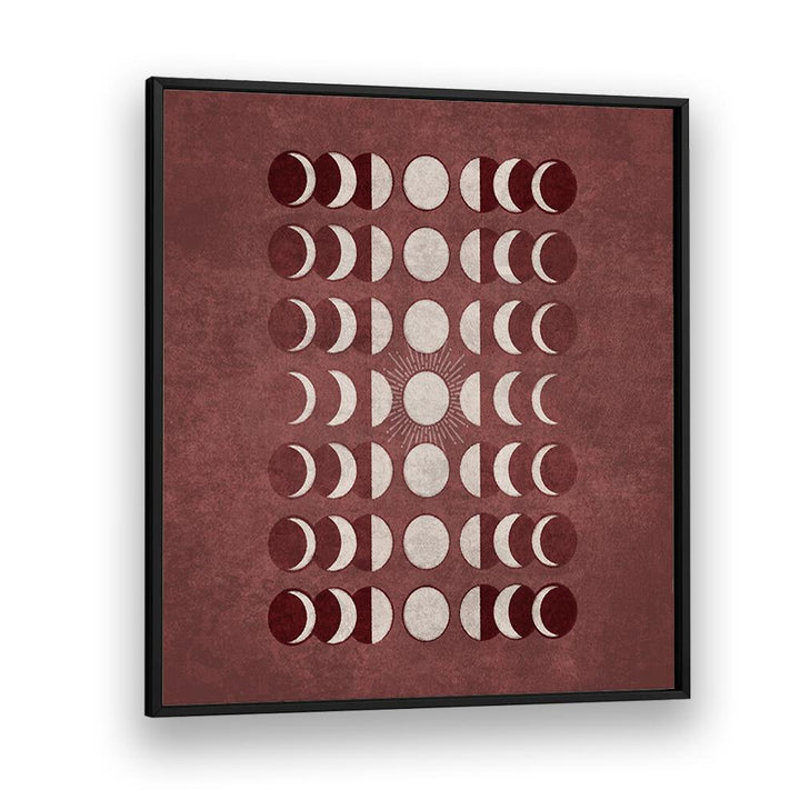 Stylish VISNE MOONS PHASES, BOHO ART PAINTINGS framed artwork showcasing moon phases, perfect for home decor.