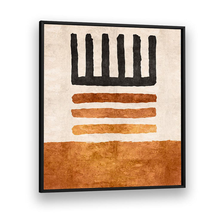 CIZGILI KILIM TURUNCU, BOHO ART PAINTINGS by Emel Tunaboylu, featuring vibrant geometric patterns on canvas.