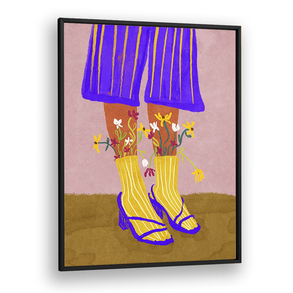 Stylish FASHION SHOOTY, FASHION POSTERS featuring vibrant boots with flowers, perfect for unique home decor by Raissa Oltmanns.