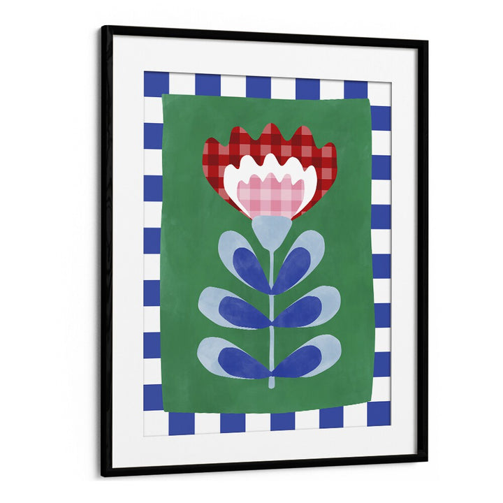 Bright and colorful Checkered Flower, floral flower paintings by Elena Ristova, perfect for transforming your space.