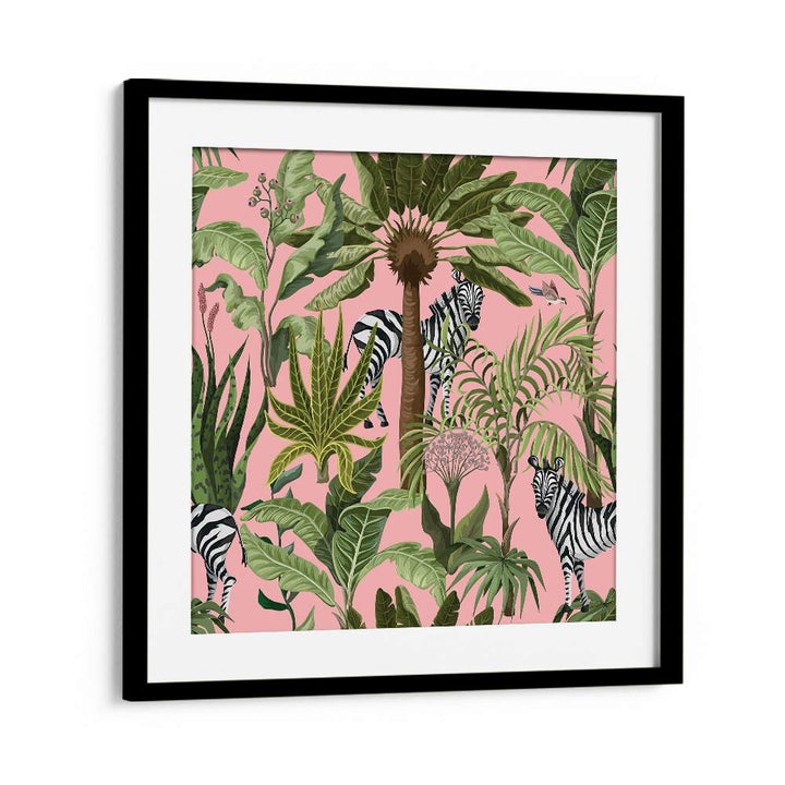 Vibrant ROAMING WITH ZEBRAS, ANIMAL PAINTINGS artwork showcasing zebras among lush greenery, perfect for wildlife lovers.