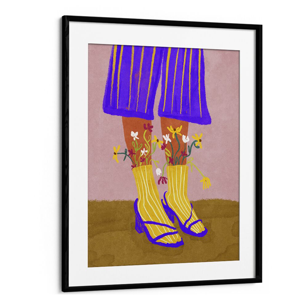 Stylish FASHION SHOOTY, FASHION POSTERS featuring vibrant flowers in trendy footwear by Raissa Oltmanns.