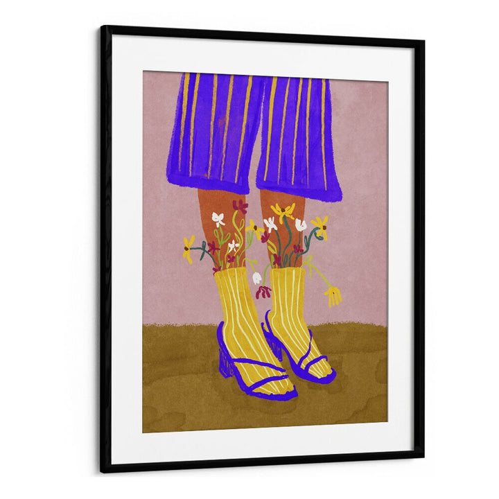 Stylish FASHION SHOOTY, FASHION POSTERS featuring vibrant flowers in trendy footwear by Raissa Oltmanns.