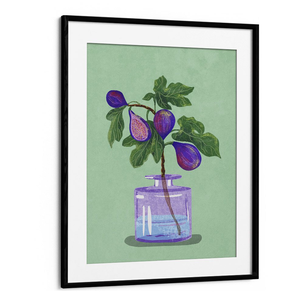 Figs branch in vase, floral flower painting by Raissa Oltmanns, showcasing modern elegance on museum-grade canvas.