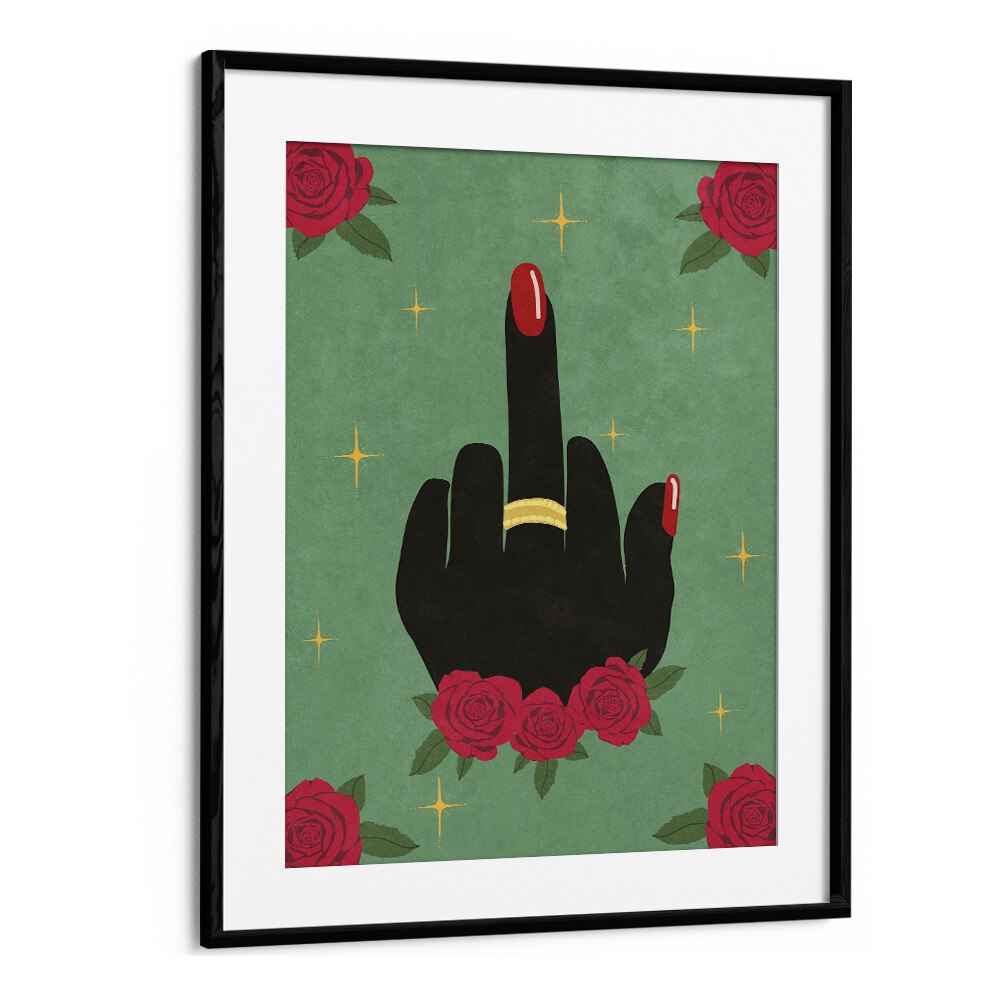 Bold "MIDDLE FINGER, FASHION POSTERS" by Raissa Oltmanns showcases modern art with vibrant colors and striking design.