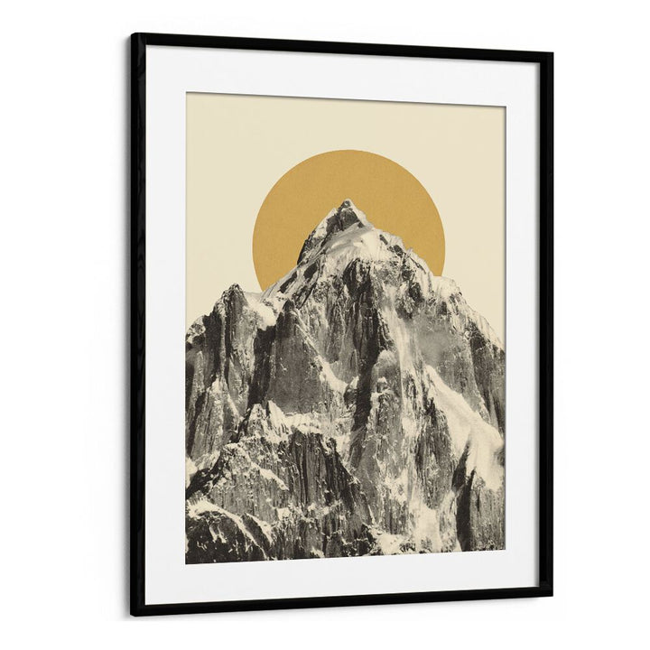 Stunning MOUNTAINSCAPE III, LANDSCAPE PAINTINGS by Florent Bodart showcasing majestic mountains with a golden backdrop.