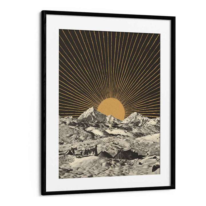 Breathtaking MOUNTAINSCAPE, LANDSCAPE PAINTINGS by Florent Bodart, featuring majestic mountains and a radiant sun.