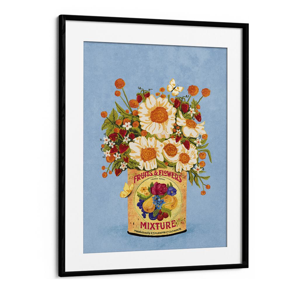 Bright floral flower painting featuring flowers in a vintage tea can, a stunning piece by Raissa Oltmanns.