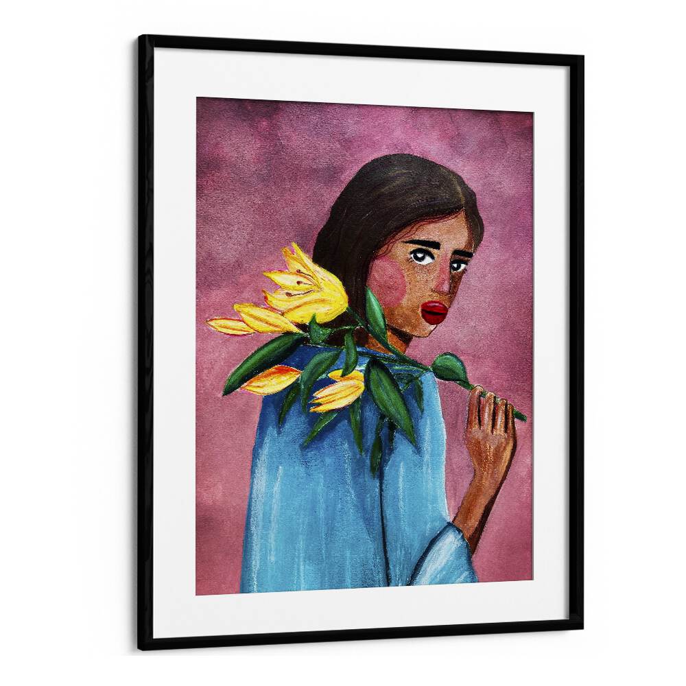 Elevate your space with the WOMAN WITH LILY, FASHION POSTERS art by Raissa Oltmanns, showcasing beauty and style.