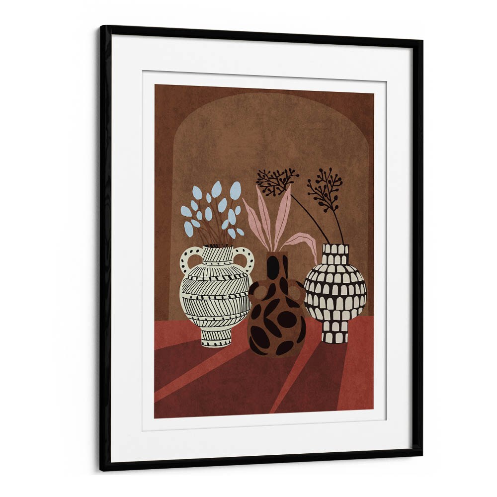 Stylish FLOWER VASE V, BOHO ART PAINTINGS by Emel Tunaboylu, elevating any space with vibrant colors and design.