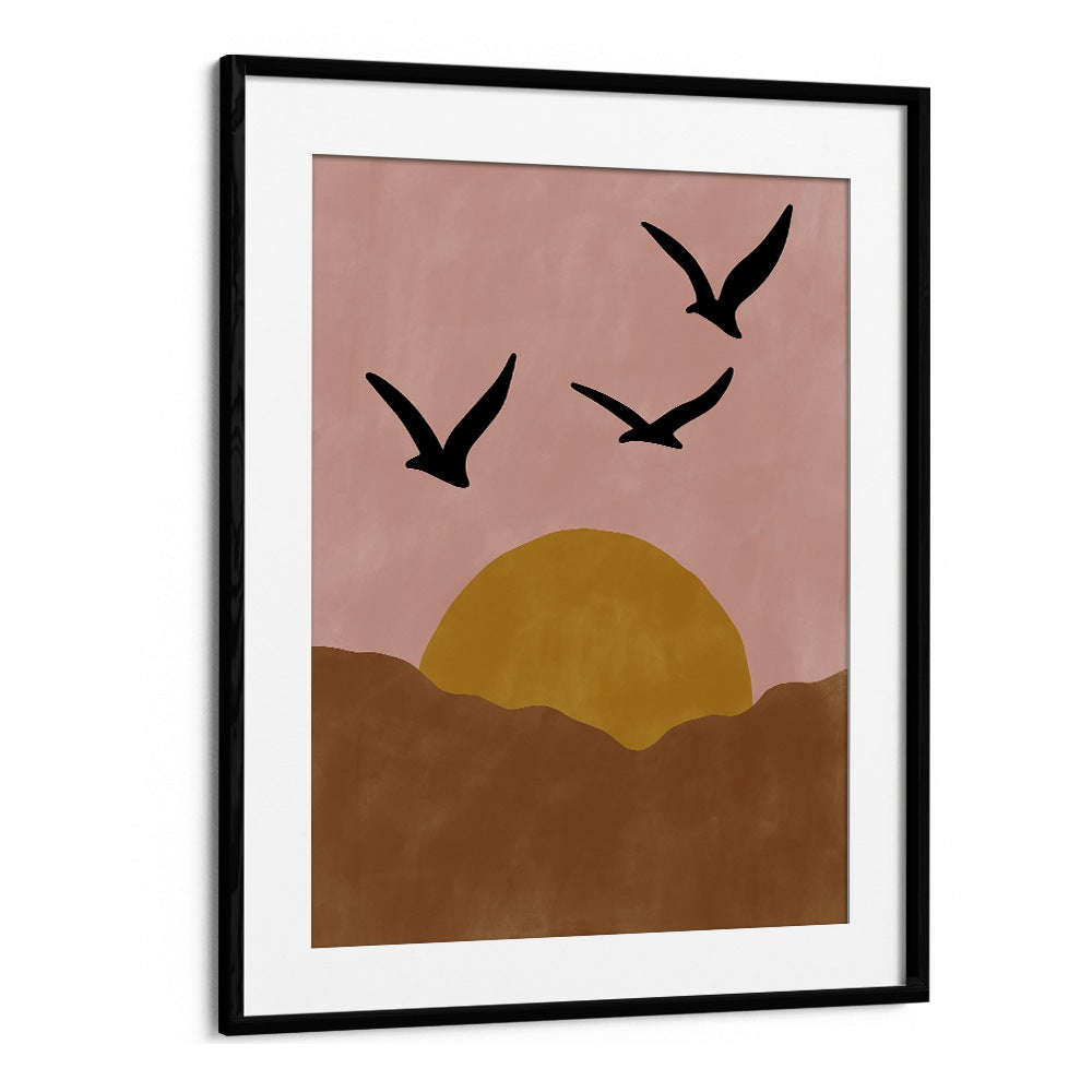 Capture the beauty of twilight with Elena Ristova's landscape paintings, featuring serene skies and flying birds.