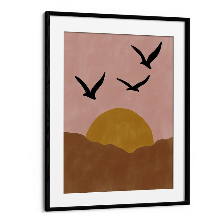 Capture the beauty of twilight with Elena Ristova's landscape paintings, featuring serene skies and flying birds.