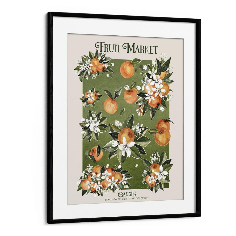 Vibrant FRUIT MARKET ORANGES and floral designs create a stunning decor piece by Emel Tunaboylu, perfect for any space.