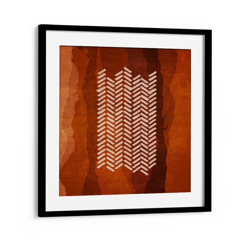 BALIK SIRTI DESEN, BOHO ART PAINTINGS elegantly framed, showcasing sophisticated patterns in warm hues. Perfect for any space.