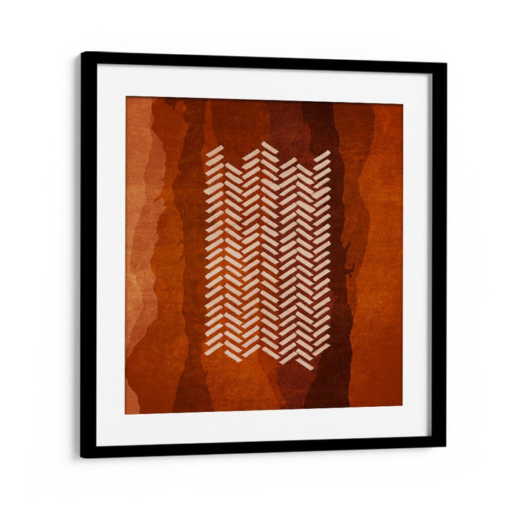 BALIK SIRTI DESEN, BOHO ART PAINTINGS elegantly framed, showcasing sophisticated patterns in warm hues. Perfect for any space.