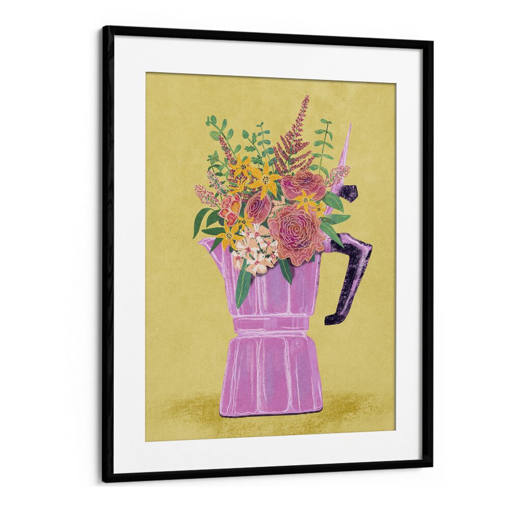 Espresso Maker with Flowers, a vibrant floral painting by Raissa Oltmanns, adds elegance to any space.