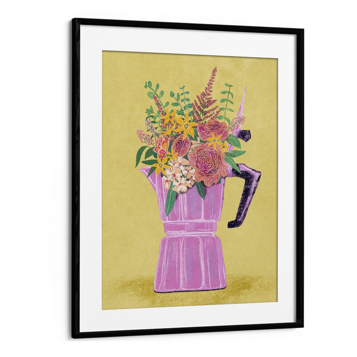 Espresso Maker with Flowers, a vibrant floral painting by Raissa Oltmanns, adds elegance to any space.