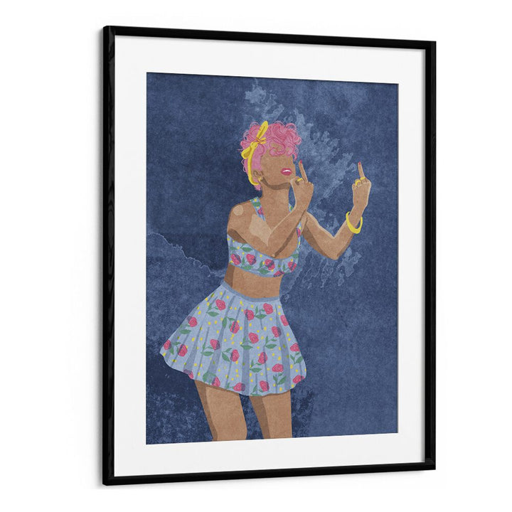 Stylish artwork from "NOT YOUR GIRL, FASHION POSTERS" featuring vibrant colors and bold expressions by Raissa Oltmanns.