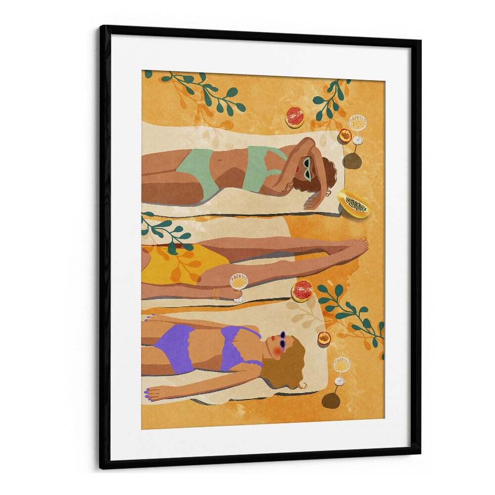 Colorful SUMMER GIRLS, FASHION POSTERS featuring stylish women relaxing by the pool, perfect for enhancing your space.