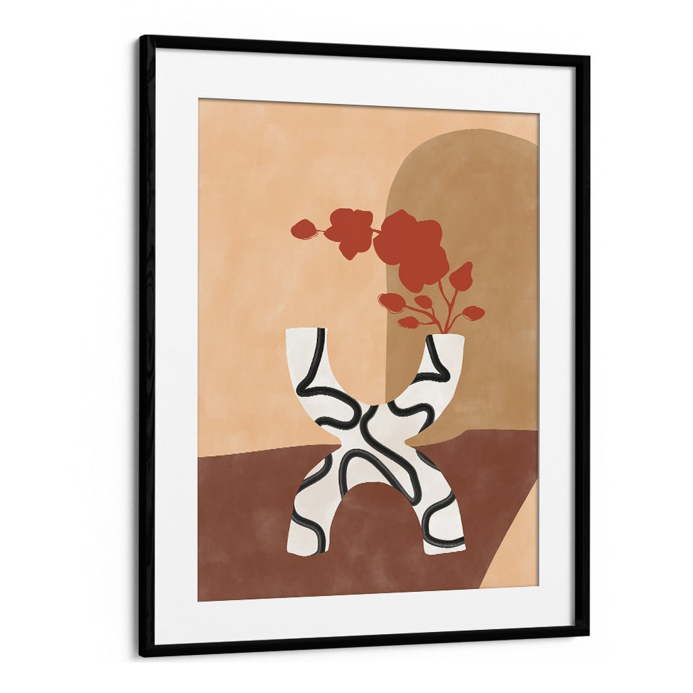 Elegant WHITE AND BLACK FLOWER POT, BOHO ART PAINTINGS by Elena Ristova adds a modern touch to any space.