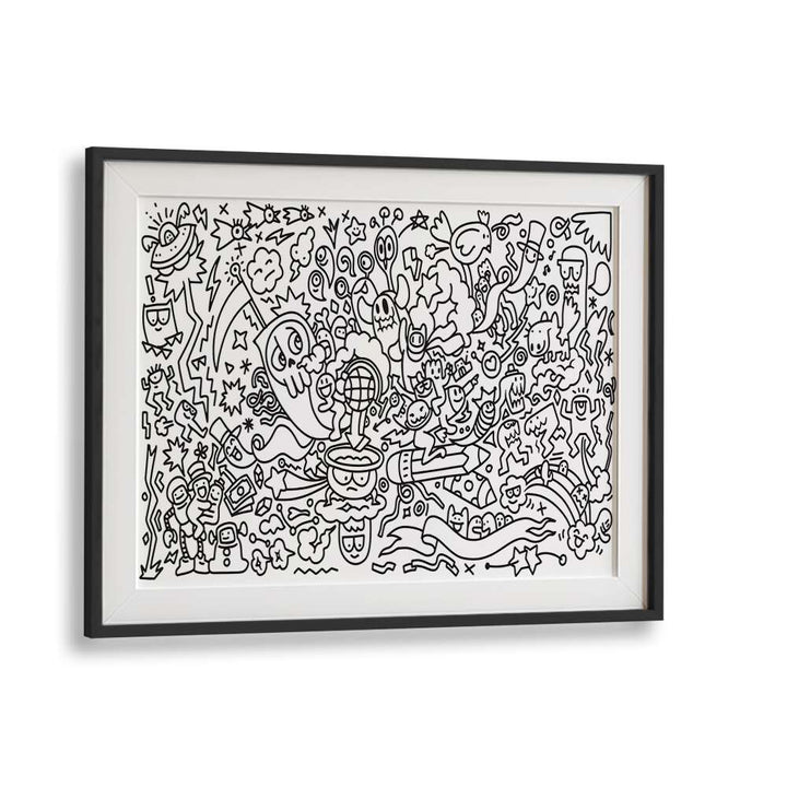 FRANTIC FABLES B&W , DOODLE ART PAINTINGS