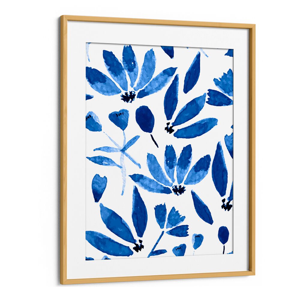 Transform your space with BLUE FLOWERS, FLORAL FLOWER PAINTINGS beautifully framed in oak wood for a fresh, natural look.