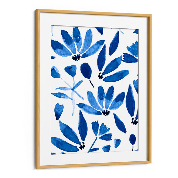 Transform your space with BLUE FLOWERS, FLORAL FLOWER PAINTINGS beautifully framed in oak wood for a fresh, natural look.
