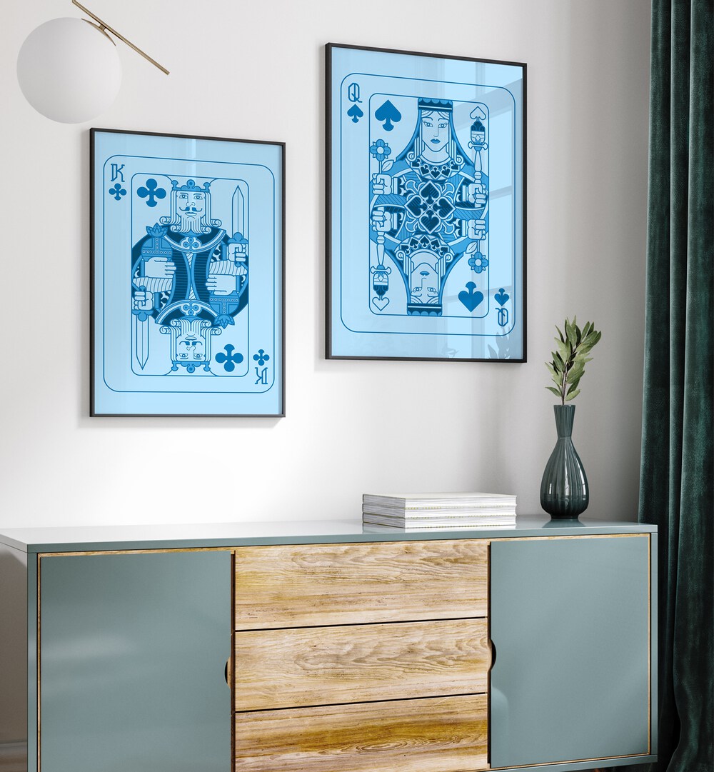 Stylish BLUE PLAYING CARDS, SET OF 2 PAINTINGS enhance your decor with intricate designs and a modern touch.