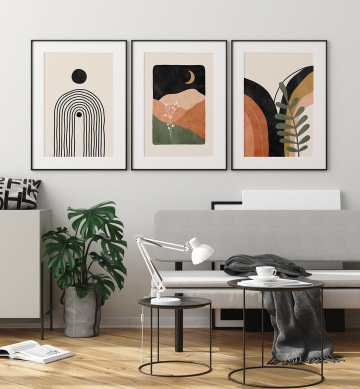 Brighten your home with the BOHO THEME, SET OF 3 PAINTINGS, featuring nature-inspired artwork perfect for any space.