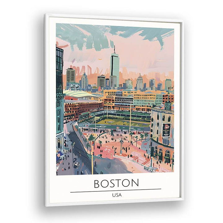 Vibrant BOSTON - USA Travel Posters showcasing the city's skyline and culture, perfect for art lovers and travelers.
