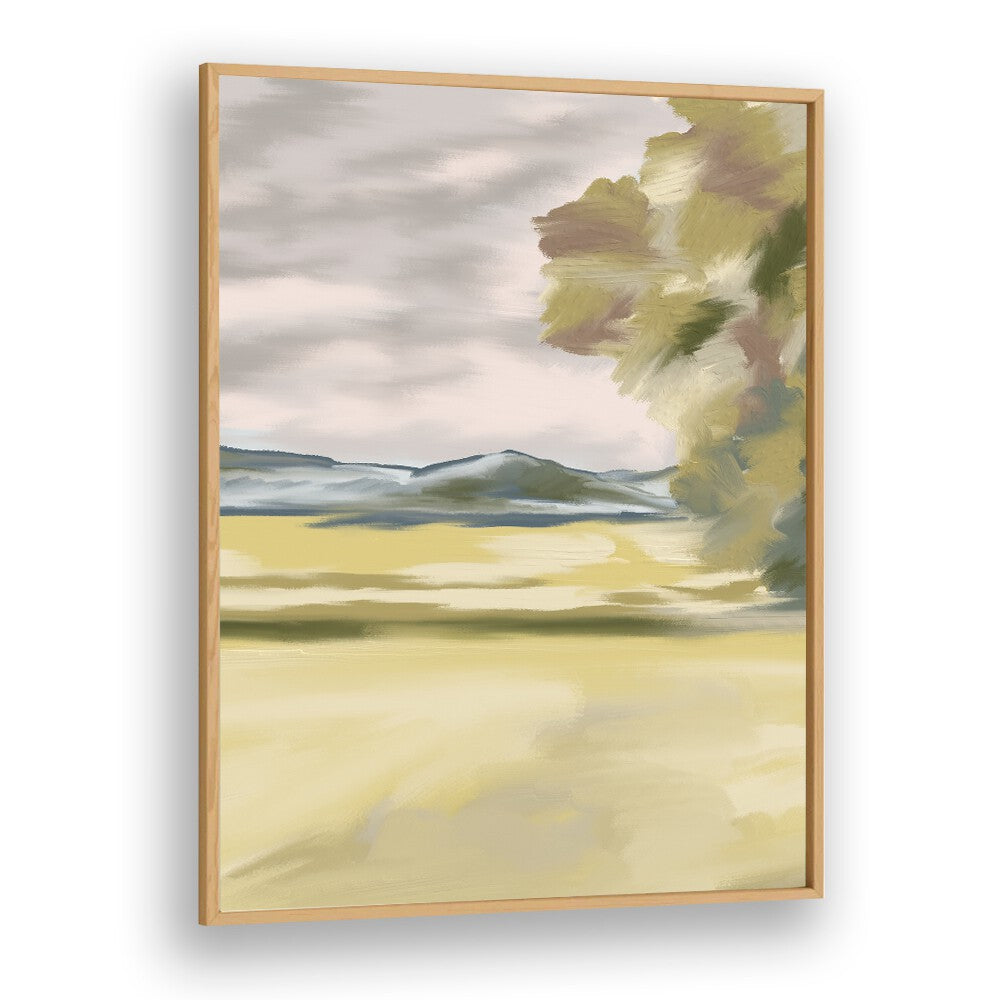 Captivating BRANCHING SHADOWS II, LANDSCAPE PAINTINGS in a natural oak frame, enhancing any space with serene beauty.
