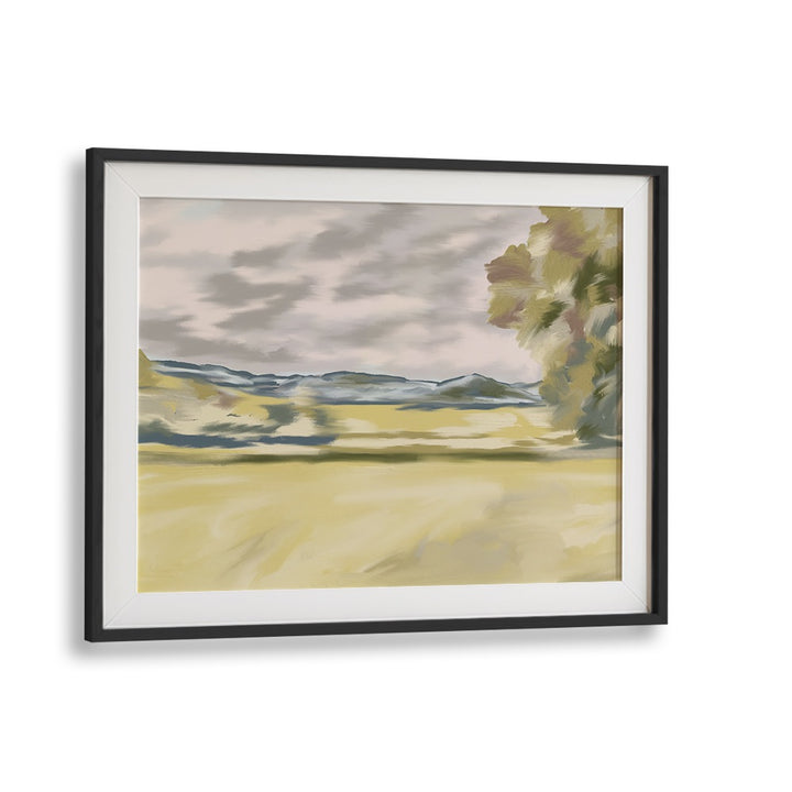 Elegant BRANCHING SHADOWS, LANDSCAPE PAINTINGS in a stylish black frame, enhancing any space with natural beauty.