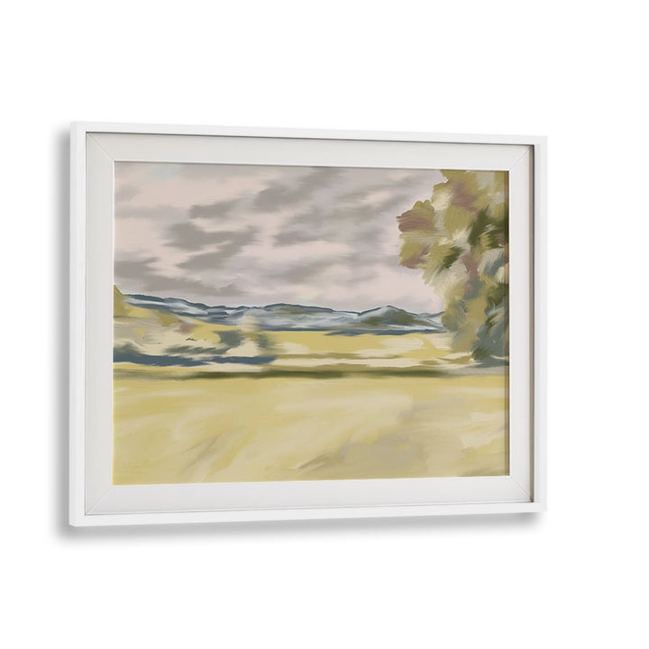 Branching Shadows, landscape paintings in a white frame, showcasing serene natural beauty for your decor.