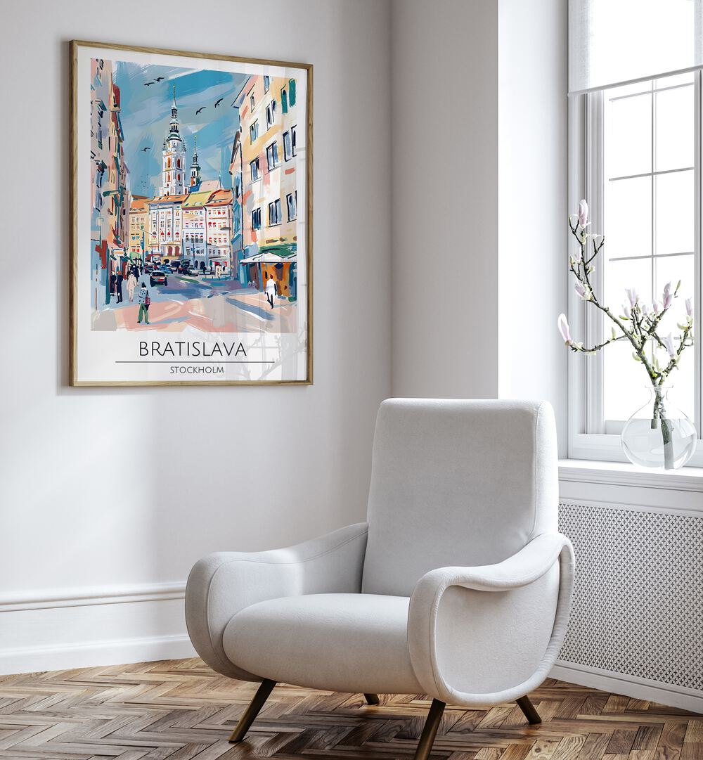 Stunning BRATISLAVA - STOCKHOLM Travel Posters enhance your space, inviting adventure and exploration.