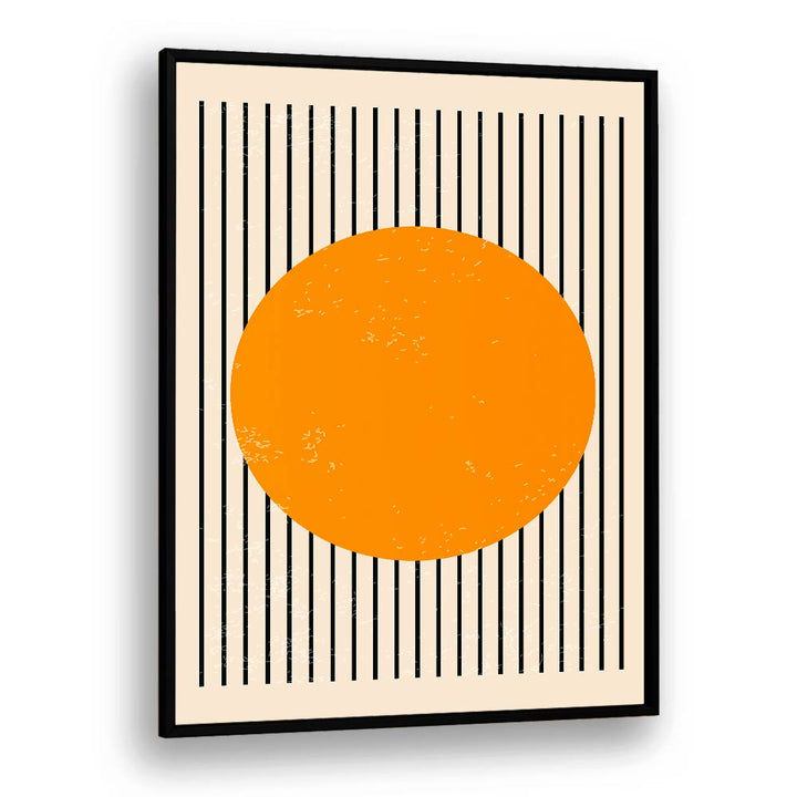 Bright Minimal Series IV, Boho art paintings featuring a vibrant orange circle and elegant lines, perfect for modern decor.
