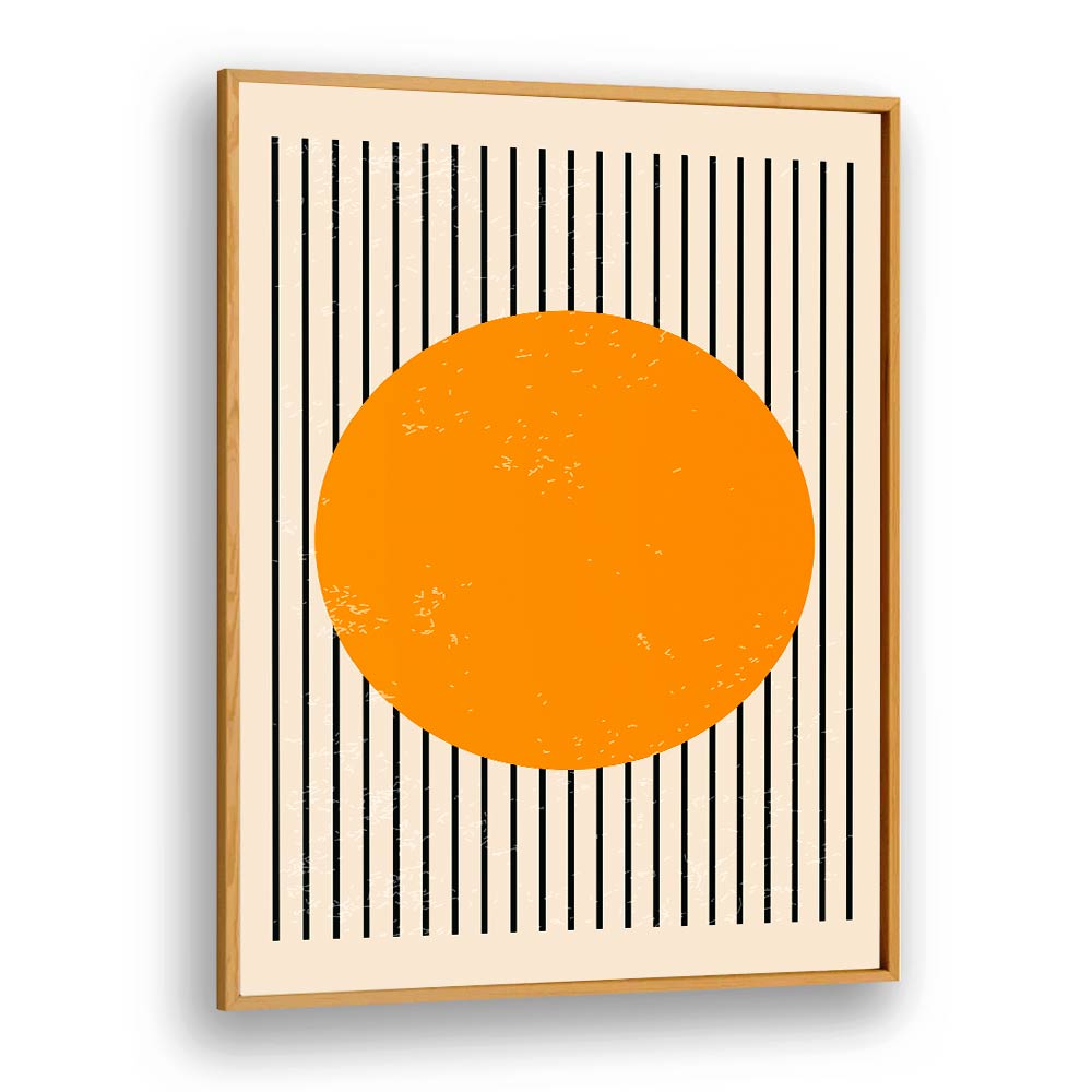 Bright Minimal Series IV features a striking orange circle on a striped background, perfect for stylish boho art paintings.