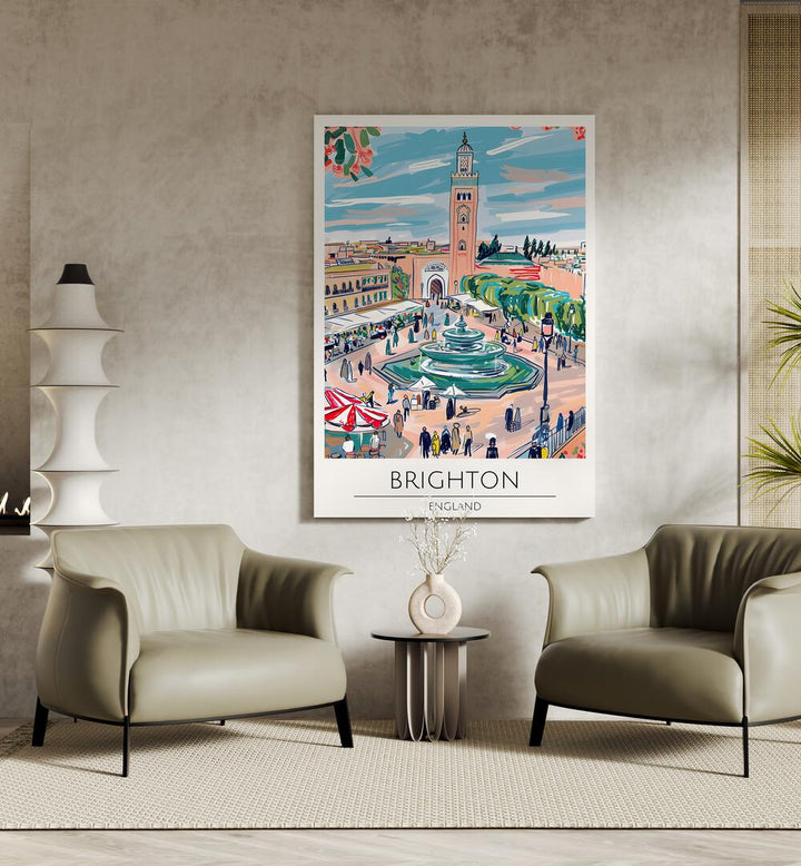 Stylish BRIGHTON - ENGLAND, TRAVEL POSTERS showcasing the vibrant charm of this seaside city in art print form.