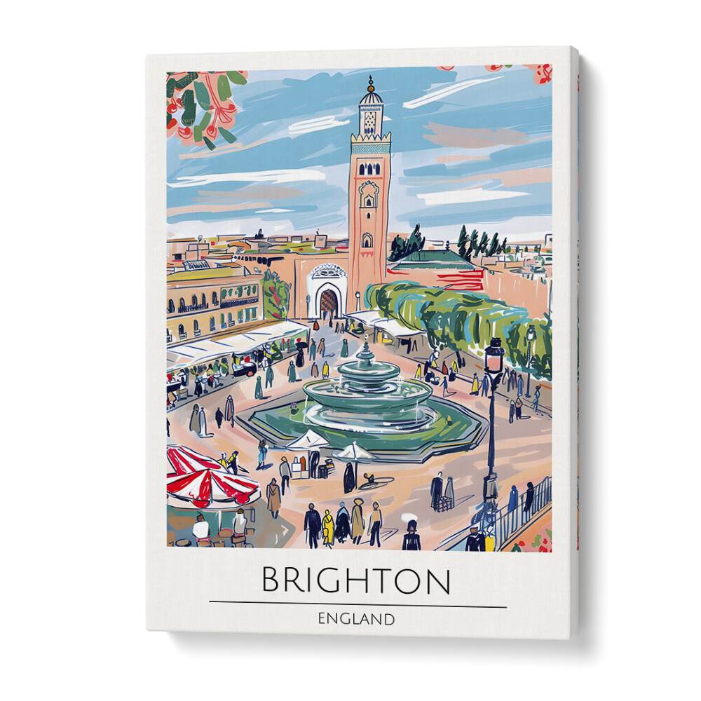 Vibrant BRIGHTON - ENGLAND, TRAVEL POSTERS art print showcasing the charming seaside city for your home decor.