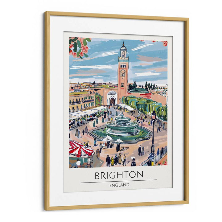 Stylish BRIGHTON - ENGLAND, TRAVEL POSTERS framed in oak, perfect for enhancing your home decor with coastal charm.