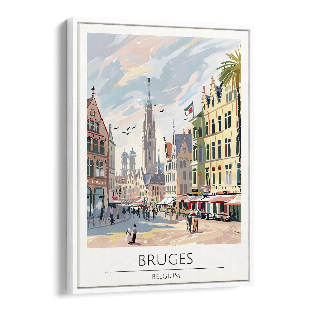 Stunning BRUGES - BELGIUM, TRAVEL POSTERS showcasing the charm of Bruges in vibrant art prints, perfect for enthusiasts.