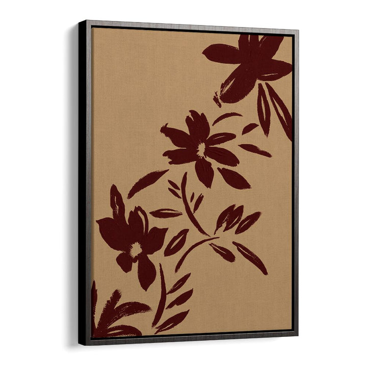 BRUSHSTROKES FLOWERS, FLORAL FLOWER PAINTINGS in a black floater frame, perfect for enhancing your living space.