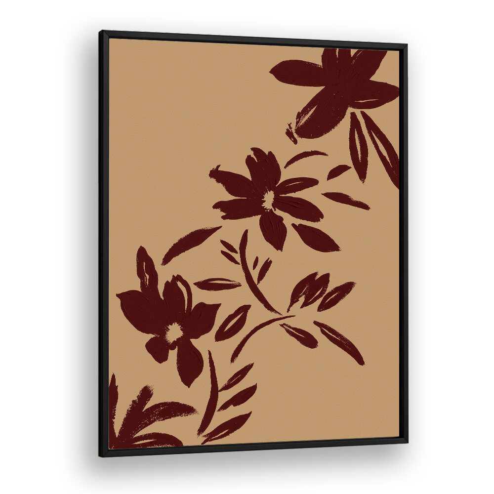 Elegant BRUSHSTROKES FLOWERS, FLORAL FLOWER PAINTINGS in a sleek frame, perfect for enhancing your living space.